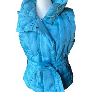 Talbots Quilted Puffer Vest with Waist Belt | Goose Down and Feather Fill